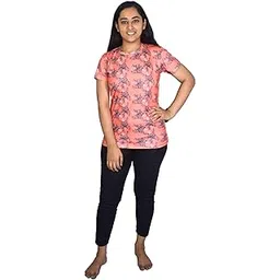 anjor Spandex Regular Fit Compression Long Tights/Swim Leggings with Half Sleev Tshirt | Adjustable, Breathable, Quick Drying Leggings for Swimming, WaterParks, Surfing & Other Sports - Peach & Black-picture-39