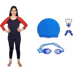 anjor Women's Swimming Full Suit with Swimming 1 Anti Fog Swimming Goggles + 1 Silicone Swimming Cap+ 1 Nose Clip+ 2 Ear Plugs-picture-25