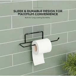 anju Sleek Wall-Mounted Toilet Paper Holder Durable Black Metal Design, Space-Saving Stainless Steel Toilet Paper Holder-picture-23