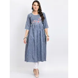 AnjuShree Choice Striped Embroidered Flared Kurta-picture-33