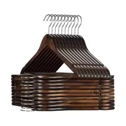 Ankit International Walnut Wooden Cloth Hangers With Notches & Chrome Swivel Hook Pack of 50-picture-32