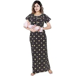 ankona Cotton Feeding Nighty in PURE Cotton with Two Side Zips for Baby Feeding Purpose and Neck Buttons For Comfortable Wearing . A Cotton Feeding Nighty with zip , maternity nighty for women Cotton feeding nighty (Maternity Nighty) SINGLE Pack-picture-29