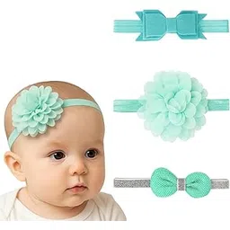 ANNA CREATIONS 3 Pcs Baby Headbands for Baby Girl & Boy, Soft Stretchy Hair Bands with Flower and Bow Design, Comfortable and Cute Hair Accessories for Newborn, Infant and Toddler Babies (Multicolor-3)-image-20
