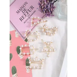 ANNA CREATIONS Women Set Of 6 Pearl Stone Lock Hair Pin-picture-21