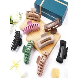 ANNA CREATIONS Women Set Of 8 Korean Fashion Matte Claw Clip Hair Accessory-picture-28