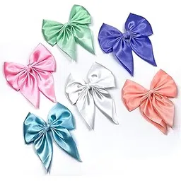 ANNA CREATIONS Fashion Hair Bows for Women Bows for hair Silk Satin Hair Ribbons Bow Hairclip for Women Cute Hair Clip for Girls Large Vintage Hair Hair Accessories Big Ribbon Bow Clip (6 Pcs)-picture-11