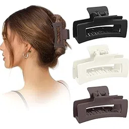 ANNA CREATIONS Korean Large Matte Hair Claw Clips for Thick Hair 4.1 inch Premium Strong Hold Long Thin Thick Hair Clips Fashion Big Hairclip Hair Accessories Clutches Women and Girls 3 Pcs (Style 1)-picture-11
