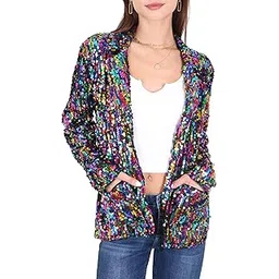 anna-kaci Women's Sequin Jackets Long Sleeve Open Front Glitter Sparkle Party Blazer Jacket-picture-26
