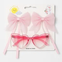 anna stella Baby Girl Birthday Set – 1 Sunglass With 2 Large bow Clips for a Cute Baby Girls Hair Clip image 1