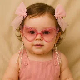 anna stella Baby Girl Birthday Set – 1 Sunglass With 2 Large bow Clips for a Cute Baby Girls Hair Clip image 4