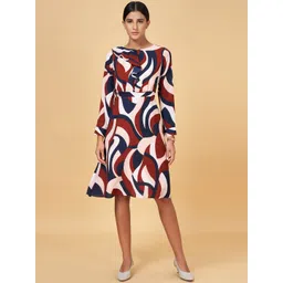 Annabelle by Pantaloons Abstract Printed Ruffles Detail A-Line Dress-picture-11