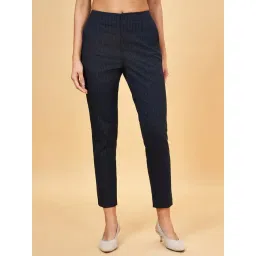 Annabelle by Pantaloons Black Striped Formal Trousers-picture-27