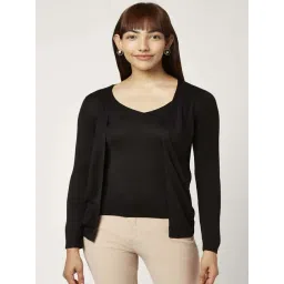 Annabelle by Pantaloons Black V Necked Shrug With Inner-picture-15