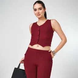 annabelle by pantaloons Checkered Women Waistcoat-picture-12