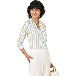 annabelle by pantaloons Coolsters by Pantaloons Women's Annabelle Light Olive Top Regular Fit,Citronelle,XS-picture-13