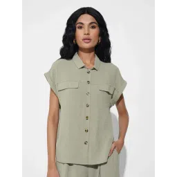 Annabelle By Pantaloons Desert Sage Regular Fit Shirt-picture-21