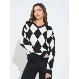 Annabelle By Pantaloons Jet Black Comfort Fit Printed Sweater-picture-27