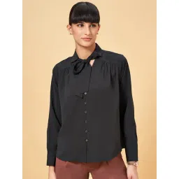Annabelle by Pantaloons Jet Black Regular Fit Formal Shirt-picture-23