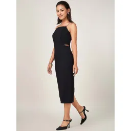 Annabelle by Pantaloons Jet Black Solid A Line Dress image 3