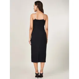 Annabelle by Pantaloons Jet Black Solid A Line Dress image 2