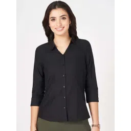 Annabelle by Pantaloons Jet Black Solid Shirt-picture-17