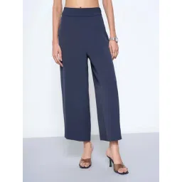 Annabelle By Pantaloons Navy Flared Fit Trousers-picture-41