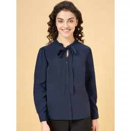 Annabelle by Pantaloons Navy Regular Fit Formal Shirt-picture-14