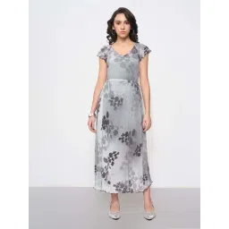 Annabelle By Pantaloons Off White Regular Fit Floral Print Formal Dress With Camisole-picture-24