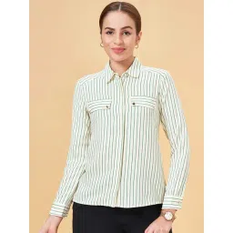 Annabelle by Pantaloons Off-White Striped Formal Shirt-picture-15