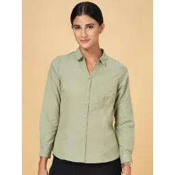 Annabelle by Pantaloons Olive Green Regular Fit Shirt-picture-24