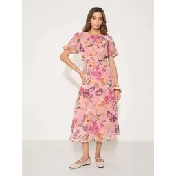 Annabelle By Pantaloons Pink Regular Fit Floral Print Dress-picture-33