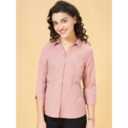 Annabelle by Pantaloons Pink Regular Fit Formal Shirt-picture-28