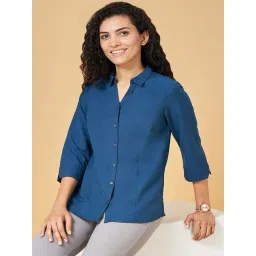 Annabelle by Pantaloons Teal Blue Regular Fit Shirt-picture-43