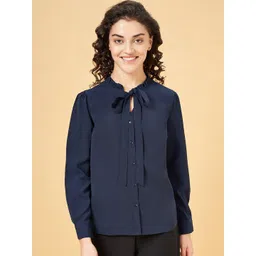 Annabelle by Pantaloons Tie-Up Neck Cuffed Sleeves Top-picture-19