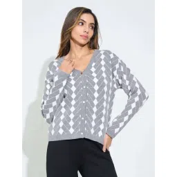Annabelle By Pantaloons Ultimate Grey Regular Fit Printed Cardigan-picture-25