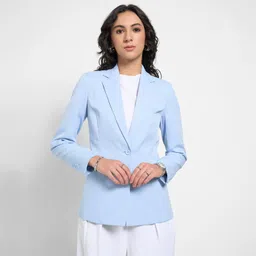 annabelle by pantaloons Women Solid Mandarin Casual Blazer-picture-15