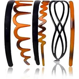 annacreations ANNA CREATIONS® 6 PCS Hair Accessories Korean Style shell & black Plastic Hairband Headband combo set for Girls and Woman-picture-33