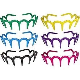 annacreations Glossy Multicolor Plastic Fancy Teeth Comb Shine Shark Zig Zag Hair Bands For Girls & women (Set of 6 Pcs)-picture-30