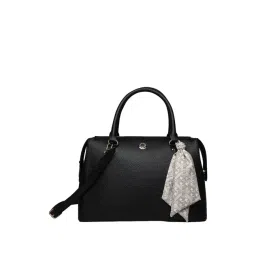 Anne Klein Black Solid Handbag with Scarf-picture-36