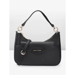 Anne Klein Black Solid Hobo Handbag with Pouch-picture-37