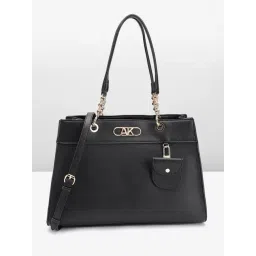 Anne Klein Black Solid Tote Handbag with Pouch-picture-21