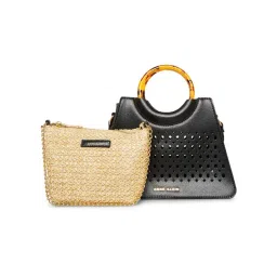 Anne Klein Black Textured Handbag with Pouch-picture-22