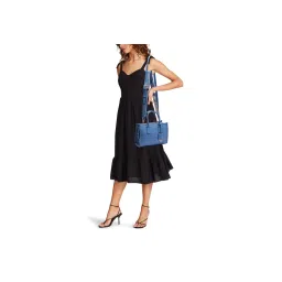 Anne Klein Blue Solid Handbag with Detachable Strap-picture-10