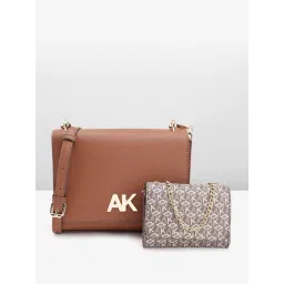 Anne Klein Brown Solid Sling Handbag with Small Bag-picture-25