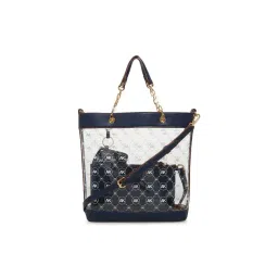 Anne Klein Navy Logo Tote Handbag withPouch & Card Case-picture-38