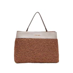 Anne Klein White & Brown Textured Handbag with Pouch-picture-28