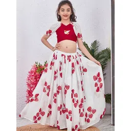 Anneca Girls Patchwork Puffed Sleeves Ready to Wear Lehenga & Choli-picture-18