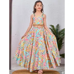 Anneca Girls Printed Sequinned Ready to Wear Lehenga &-picture-31
