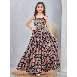 Anneca Girls Sleeveless Geometric Printed Gown-picture-53