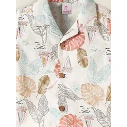 Anneca UnisexTropical Leaf Print Cotton Shirt & Shorts Co-ord Set image 4